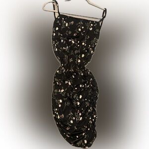 Francesca's Collections Black Floral Asymmetrical Dress